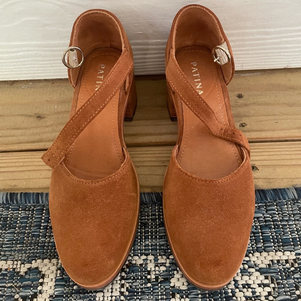 Portland Leather handmade Patina distressed leather suede Mary Janes size 6 EUR